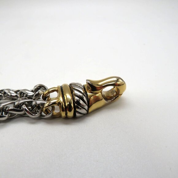 Vintage Bracelet Gold Silver Tone Hook Magnetic Clasp  Woven Chain Design - Picture 10 of 16